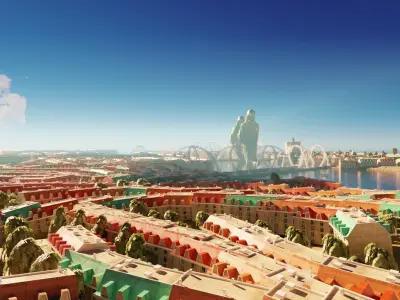 large city made in blender with geometry nodes Low-poly 3D model