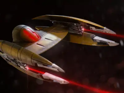 Star Wars Droid fighter medium poly 3D model