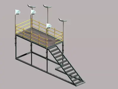 Modular mounting small platform with light  Low-poly 3D model