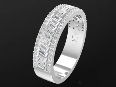 Luxury Baguette Cut Eternity Band Ring Jewelry Design 6008 3D print model