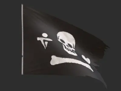 Pirate Flag - Stede Bonnet Low-poly 3D model