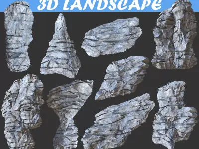 Low poly Cliff Formation Rock Low-poly 3D model