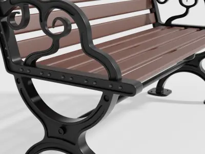 Wooden Park Bench Low-poly 3D model