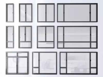  windows- Floor-to-ceiling windows-Windows 3D model