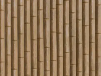 Natural Bamboo Planks Wall PBR Seamless Texture