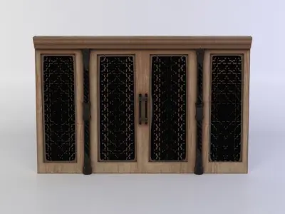 Door wooden wine cellar Low-poly 3D model