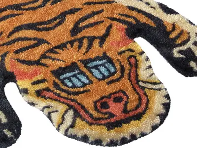 Vintage Tibetan Tiger Rug 3D model