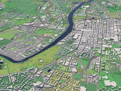 Glasgow Scotland UK 25x25km 3D City Map 3D model