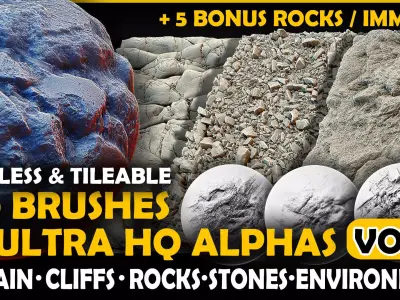 Ultra HQ Terrain Seamless Sculpt Zbrush brushes and Alphas Vol7 3D model