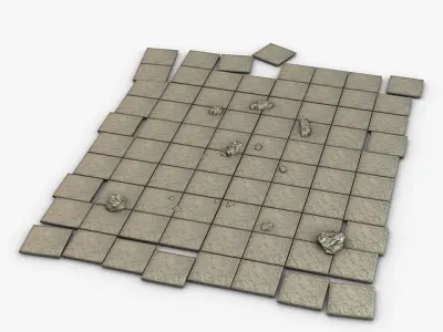 Stone floor module Low-poly 3D model