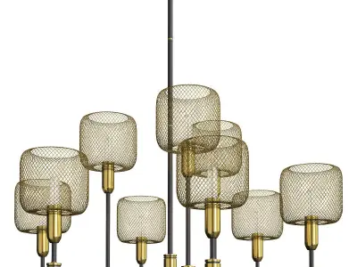 Honeycombs on 9 lamp Low-poly 3D model