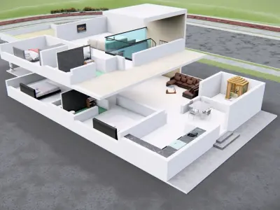 House 64 with Aerial view 3D model