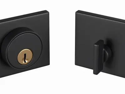 Tumalo Black Single Square Deadbolt 3D model
