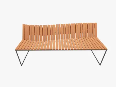Wooden And Metal Bench Low-poly 3D model