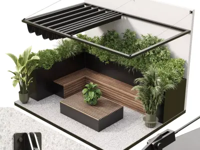 Landscape Furniture with Pergola and Roof garden 12 3D model