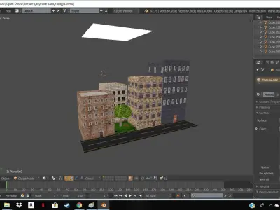 Street city with buildings and trees Free 3D model