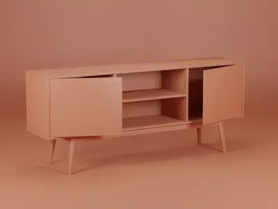 Media Console Unit 200x45x80 Low-poly 3D model
