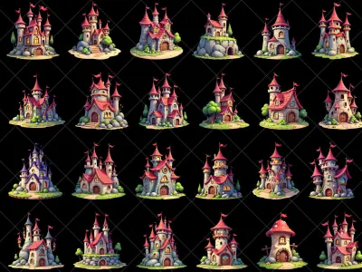 167 Transparent Fantasy Castles and Forts Texture