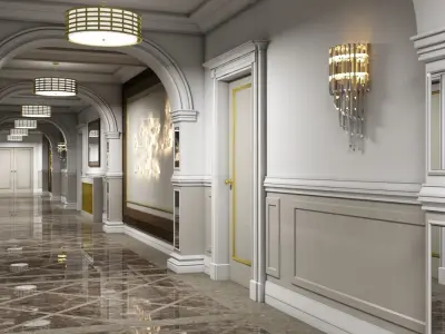 Grand Corridor Tileable Kit 3D model