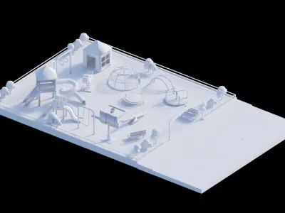 3D Isometric Playground Low-poly 3D model