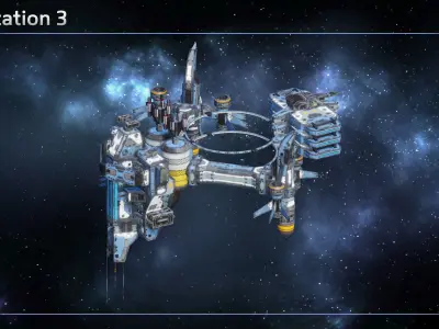 Modular Waystation Space Station Low-poly 3D model