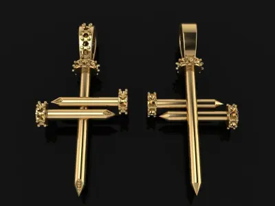 Nail Cross DiamondPendant Mid Size 3D print model