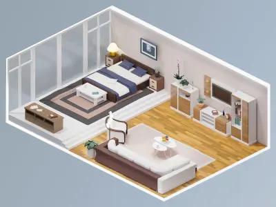 Room 32 Low-poly 3D model