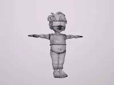 Cartoon Boy Character - Stylized Style Alien Cyberpunk Fantasy 3D model