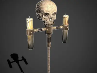 skull candlestick Free low-poly 3D model