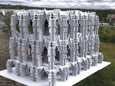 Victorian architecture Cathedral archway fantasy hallways 3D model