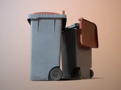 dustbin trash can and recycling bin Low-poly 3D model