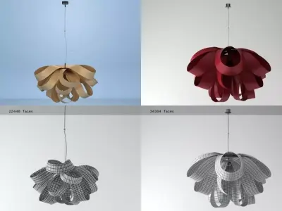 Agatha pendant lamp made from paper ribbons 3D model