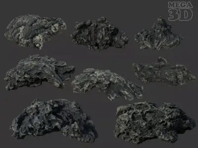 Low poly Lava Rock Photogrammetry 220723 - Ultra HD 16K Textures Low-poly 3D model