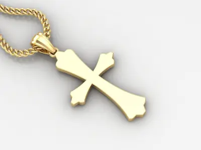 Light Gold 18K Cross Pendant 1CP043 3D print model