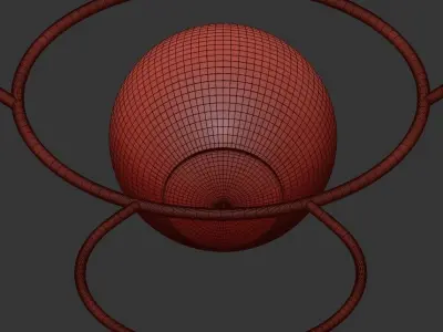 Hanglamp met warte metalen ringen 3D model