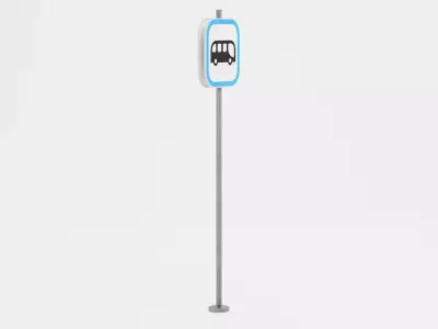 Bus Stop Sign Low-poly 3D model