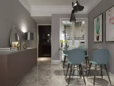 Living and Dining Room Combo Design 3D model buy