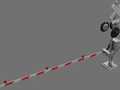 Railroad Crossing 1A Low-poly 3D model