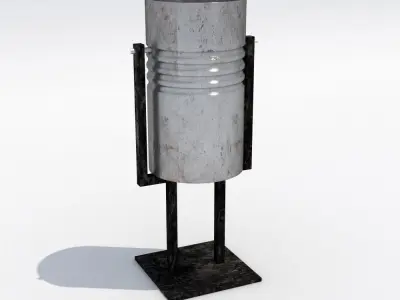 Street trash can- 7 3D model