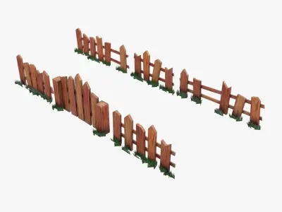 Fence low poly models for games Low-poly 3D model