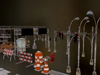 Street Vintage Environment Items Low-poly 3D model