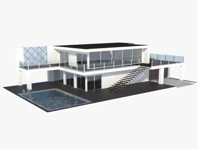 House modern with swimming pool 3D model