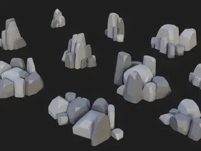 Low Poly Rocks and Stones Big Pack Low-poly 3D model