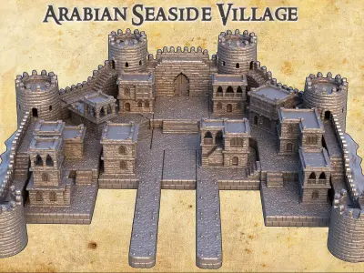 Arabian Seaside Village Tabletop Terrain 28 MM 3D print model
