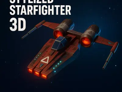 stylized 3d starfighter 1 Game-Ready Sci-Fi Spaceship in Blender Low-poly 3D model