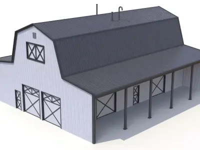 2 Farm Buildings PBR 3D Model Pack