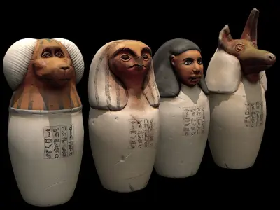 Canopic jars from Ancient Egypt Low-poly 3D model