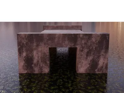Concrete culvert bridge Low-poly 3D model