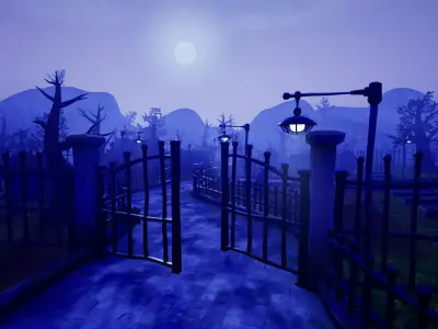 Stylized Graveyard Pack  Low-poly 3D model