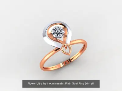 51 Flower Minimalist Ultra light Weight Plain Gold Ring  3D Model Pack